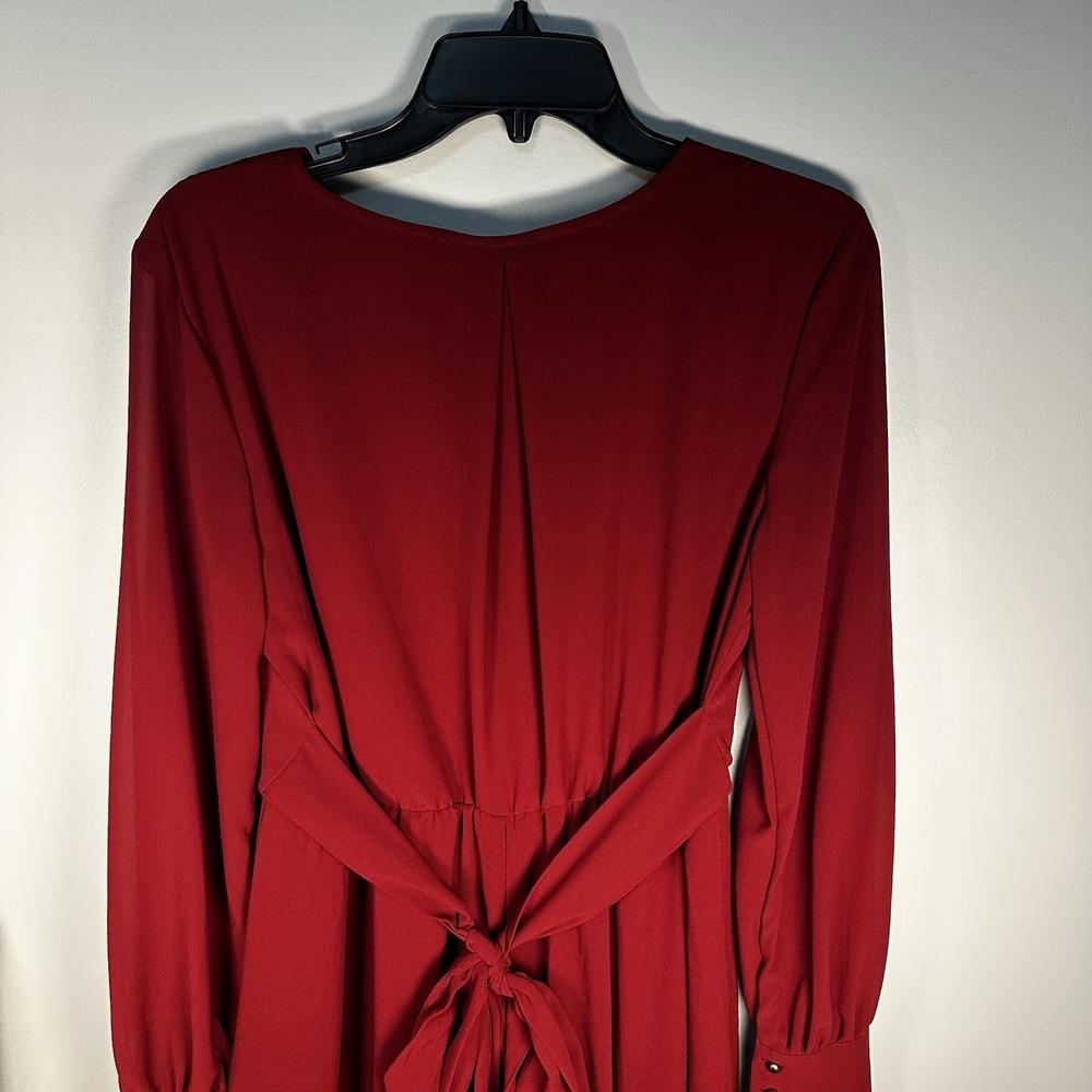 Baltic Born Womens Celine Maxi Dress Sz L Wine Sheer Long Sleeve Holiday dress - Picture 7 of 14